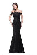 Black Lace Mermaid Off The Shoulder Bridesmaid Dress 2