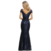 navy blue Long Mermaid Sequin Navy Blue Bridesmaid Dress 2