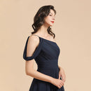 Navy Blue Navy Blue Strapless One Shoulder Chiffon Bridesmaid Dress 2