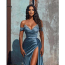 Dusty blue Off The Shoulder Formal Maxi Dress for Celebrity Party 2