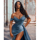 Dusty blue Off The Shoulder Formal Maxi Dress for Celebrity Party 2