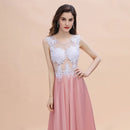 Pink Pink Satin A - line Beaded Bridesmaid Dress 2