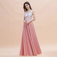 Pink Pink Satin A - line Beaded Bridesmaid Dress 2