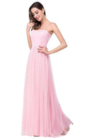 Pink Pink Spaghetti Strap A - Line Chiffon Bridesmaid Dress 2