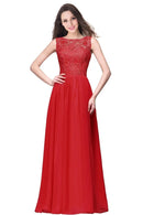 Red Plus Size Backless A - line Long Bridesmaid Dresses 2