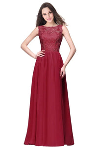 Burgundy Plus Size Backless A - line Long Bridesmaid Dresses 2