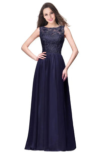 Navy Blue Plus Size Backless A - line Long Bridesmaid Dresses 2