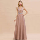 Dusty Pink Sexy Glitter Backless V - Neck Bridesmaid Dress 2