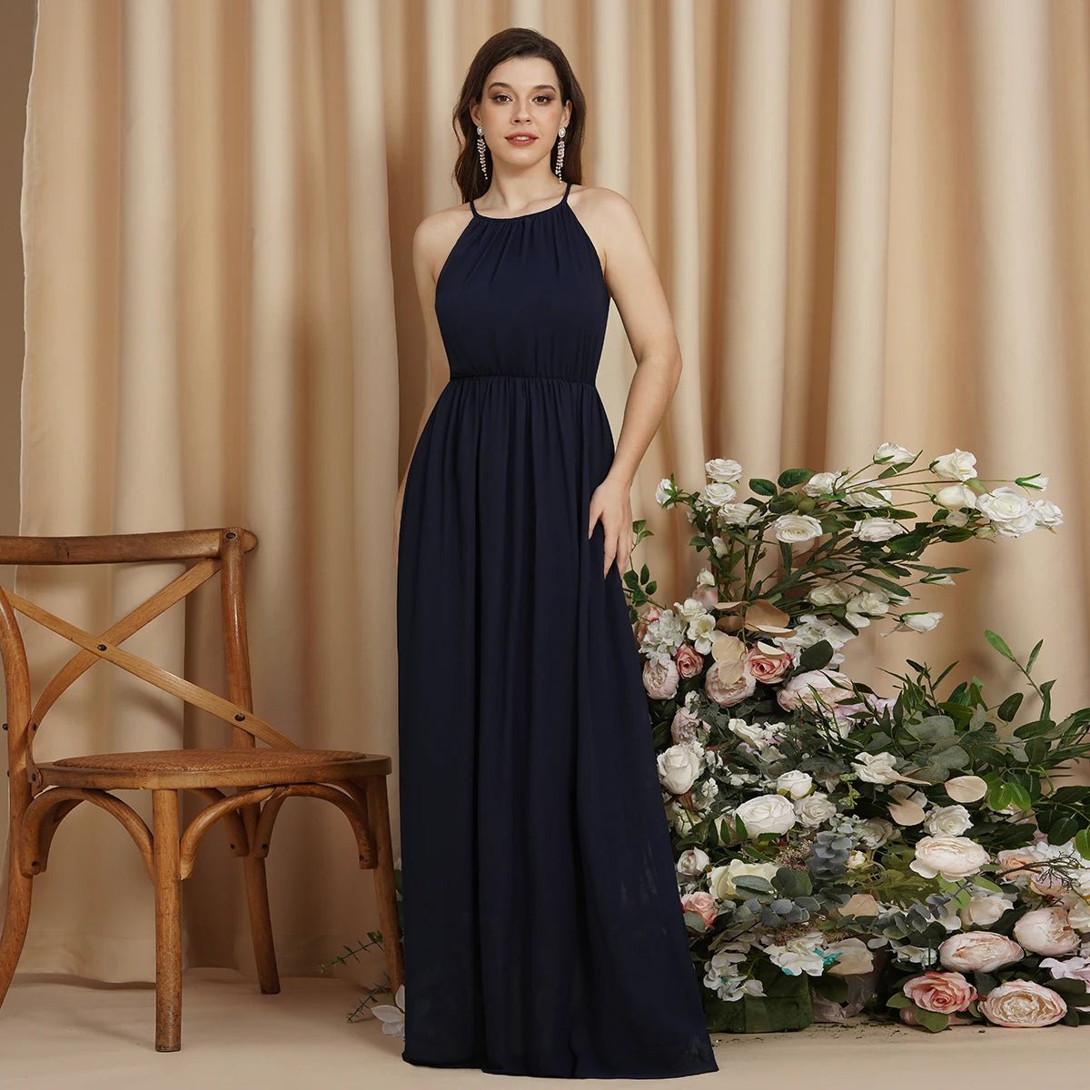 Sliver Sexy Hater Floor - Length Chiffon Bridesmaid Dress 2