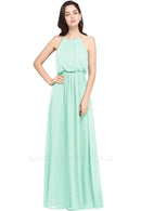 Mint Green Sexy Hater Floor - Length Chiffon Bridesmaid Dress 2