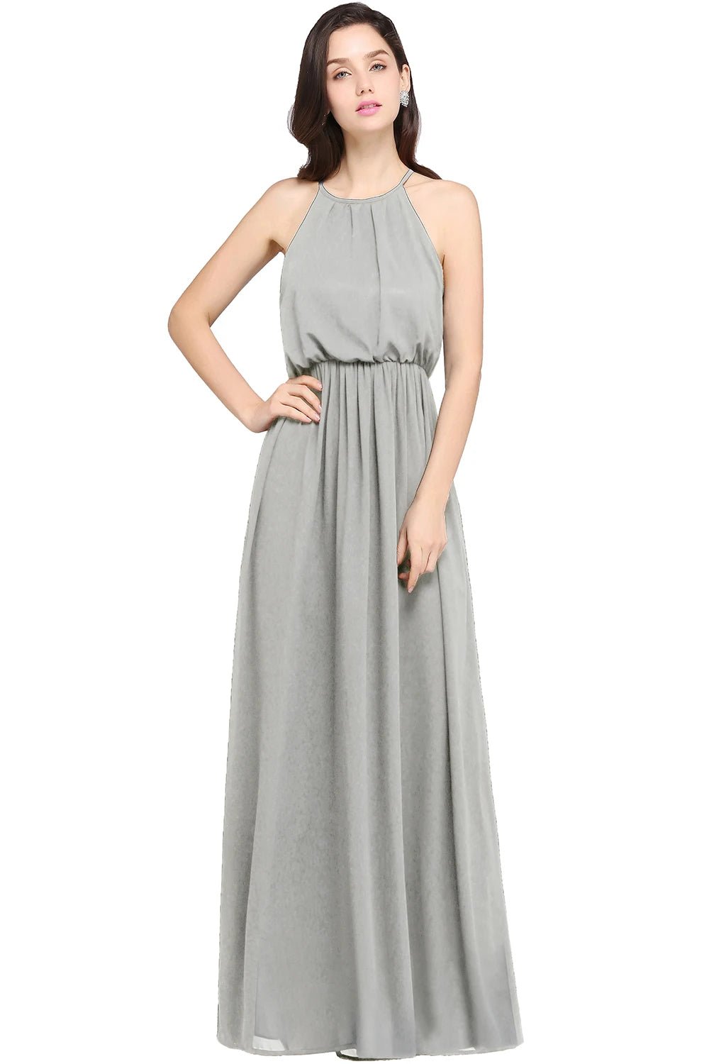 Sliver Sexy Hater Floor - Length Chiffon Bridesmaid Dress 2