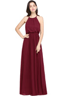 Burgundy Sexy Hater Floor - Length Chiffon Bridesmaid Dress 2