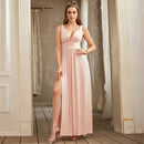 Dusty Pink Sexy Sleeveless V - Neck Long Bridesmaid Dress 2