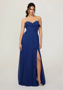 Navy Blue Sweetheart Flirty High Slit Chiffon Bridesmaid Dress 2