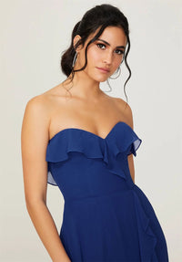 Navy Blue Sweetheart Flirty High Slit Chiffon Bridesmaid Dress 2